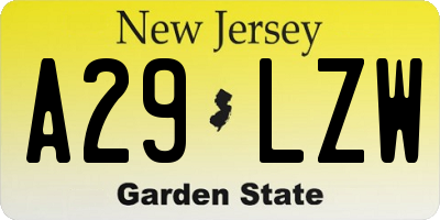 NJ license plate A29LZW