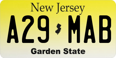 NJ license plate A29MAB