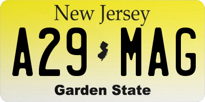 NJ license plate A29MAG