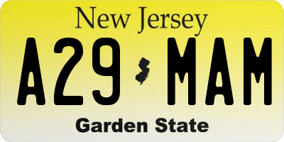 NJ license plate A29MAM