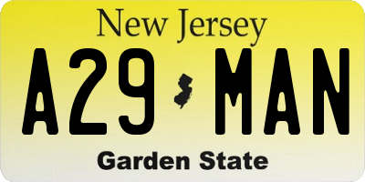 NJ license plate A29MAN