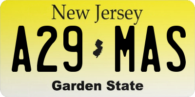 NJ license plate A29MAS