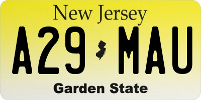 NJ license plate A29MAU