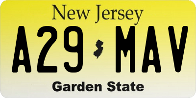 NJ license plate A29MAV