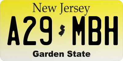 NJ license plate A29MBH