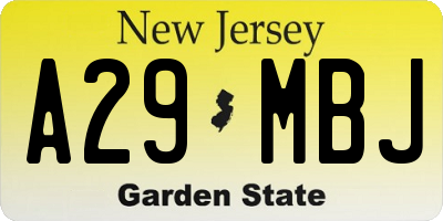 NJ license plate A29MBJ