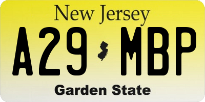 NJ license plate A29MBP