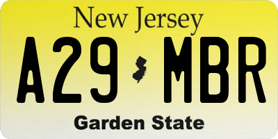 NJ license plate A29MBR
