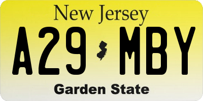 NJ license plate A29MBY