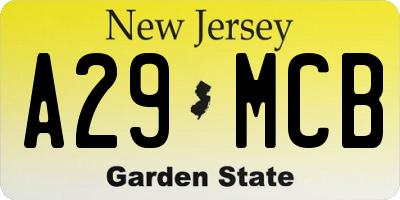 NJ license plate A29MCB
