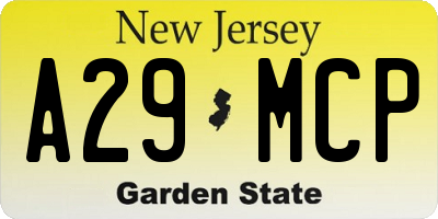 NJ license plate A29MCP