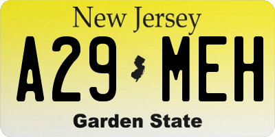 NJ license plate A29MEH