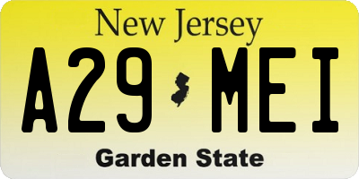 NJ license plate A29MEI