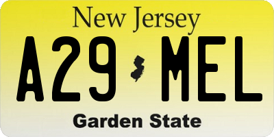 NJ license plate A29MEL