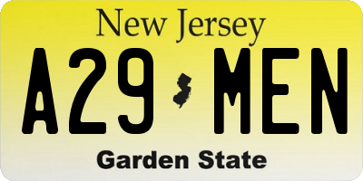 NJ license plate A29MEN
