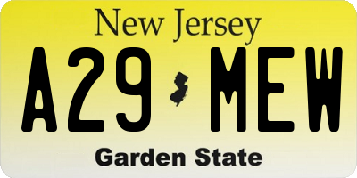 NJ license plate A29MEW