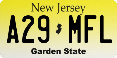 NJ license plate A29MFL