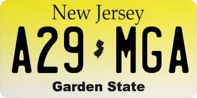 NJ license plate A29MGA