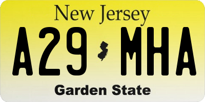 NJ license plate A29MHA