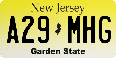 NJ license plate A29MHG