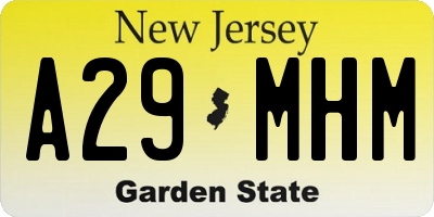 NJ license plate A29MHM