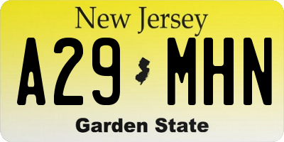 NJ license plate A29MHN