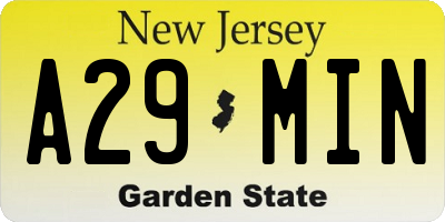NJ license plate A29MIN