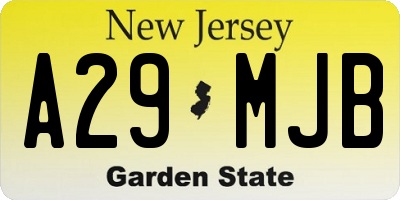 NJ license plate A29MJB