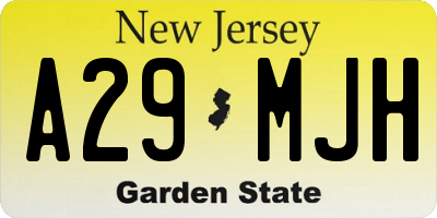 NJ license plate A29MJH