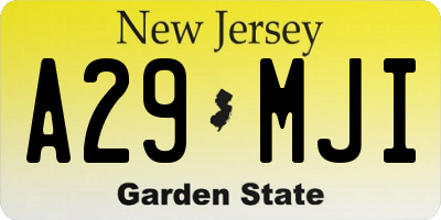 NJ license plate A29MJI