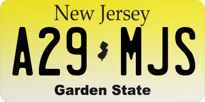 NJ license plate A29MJS