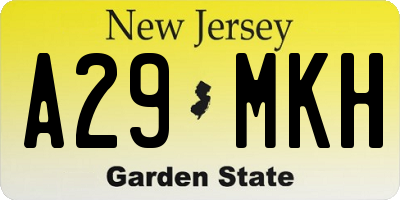 NJ license plate A29MKH