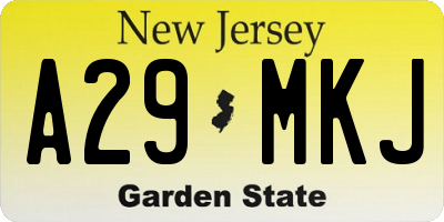 NJ license plate A29MKJ