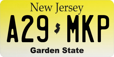 NJ license plate A29MKP