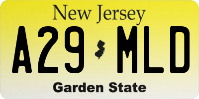 NJ license plate A29MLD