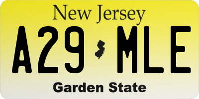 NJ license plate A29MLE
