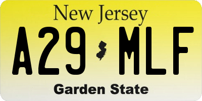 NJ license plate A29MLF