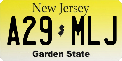NJ license plate A29MLJ