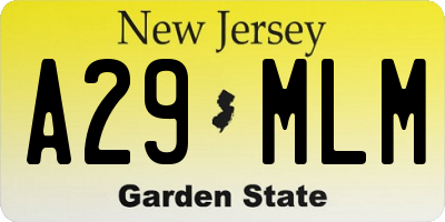 NJ license plate A29MLM