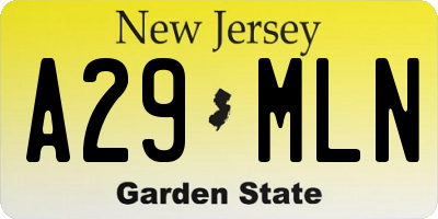 NJ license plate A29MLN