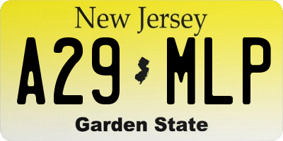 NJ license plate A29MLP