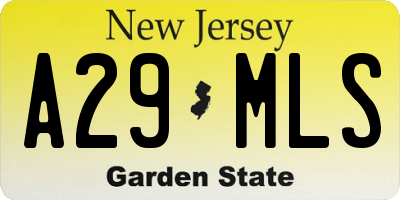NJ license plate A29MLS