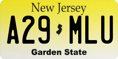 NJ license plate A29MLU