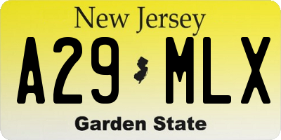 NJ license plate A29MLX