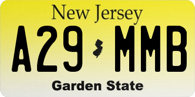 NJ license plate A29MMB