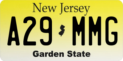 NJ license plate A29MMG