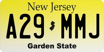 NJ license plate A29MMJ