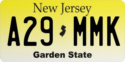 NJ license plate A29MMK