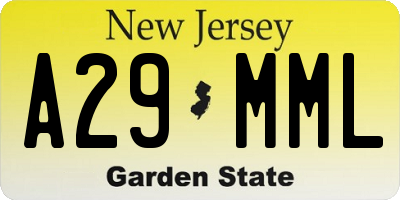NJ license plate A29MML