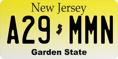 NJ license plate A29MMN